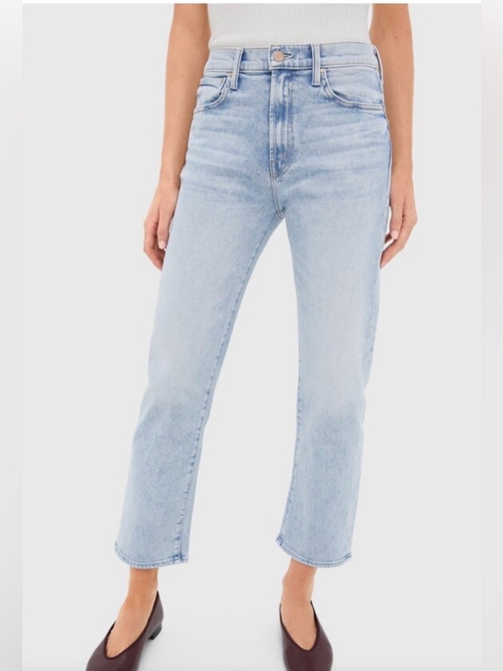 Mother High-Rise Straight Leg Women's Jeans - Light Blue